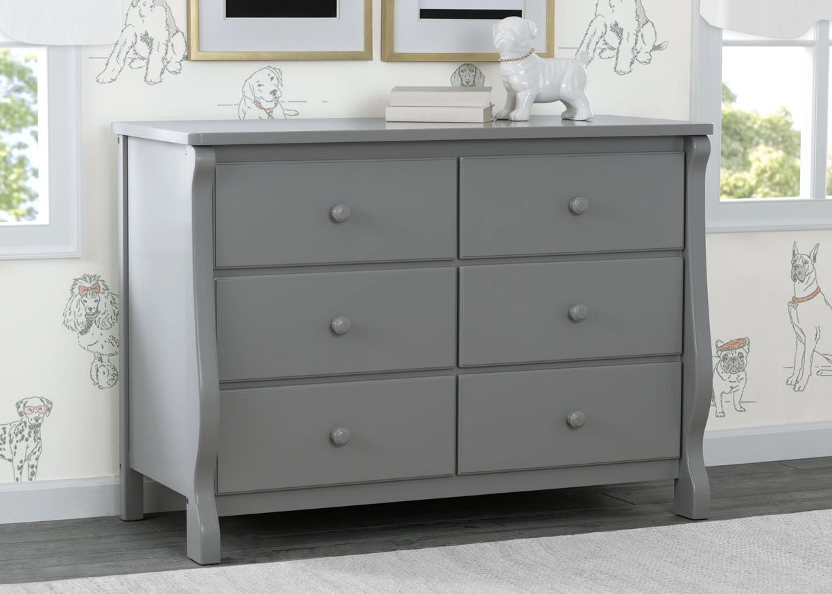 Delta Children Universal 6 Drawer Dresser with Interlocking Drawers - Greenguard Gold Certified, Grey