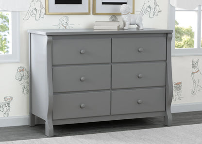 Delta Children Universal 6 Drawer Dresser with Interlocking Drawers - Greenguard Gold Certified, Grey