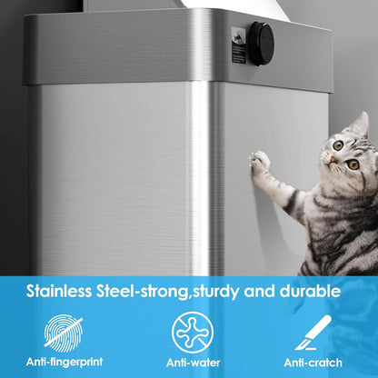 LAZY BUDDY 60 Liter / 16 Gallon Stainless Steel Motion Sensor Trash Can for Kitchen, Bathroom, Rectangular