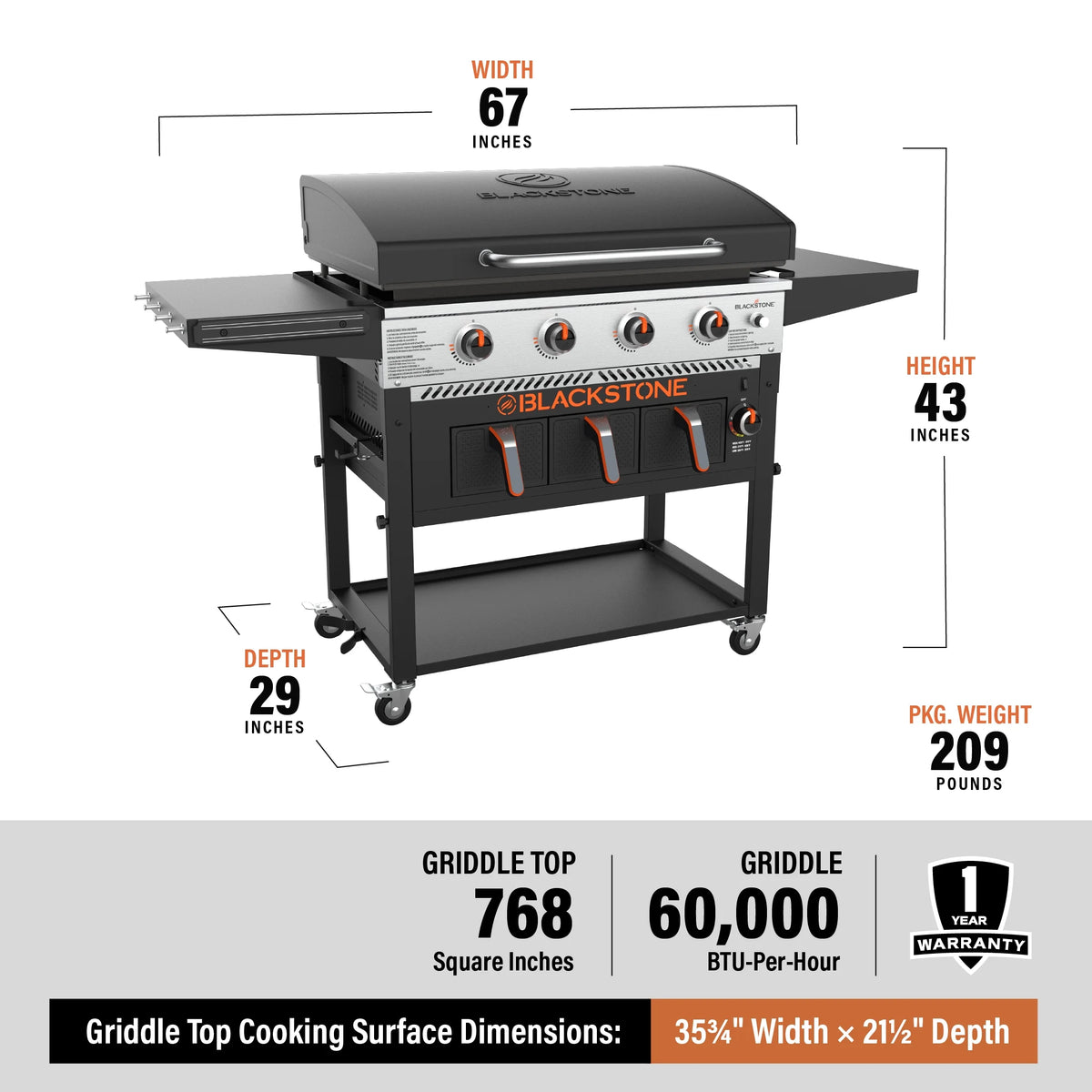 4-Burner 36" Griddle with Air Fryer and Hood