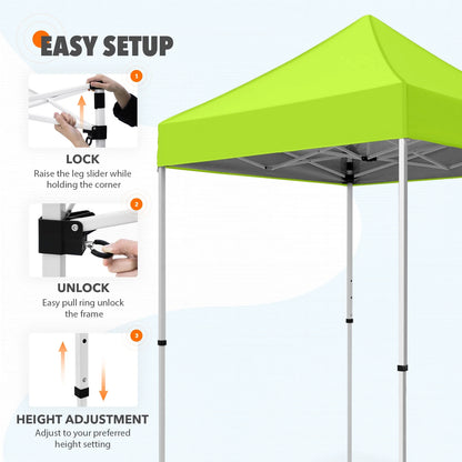 EAGLE PEAK 5x5 Pop Up Canopy Tent Instant Outdoor Canopy Easy Set-up Straight Leg Folding Shelter（Blue）