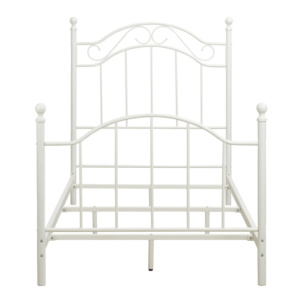 Mainstays Traditional Metal Bed Frame with Headboard and Footboard, Twin, White