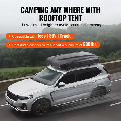 KFFKFF Hard Shell Rooftop Tent, Naturnest Model for 2-3 People, Includes Thick Mattress and Telescopic Ladder, Waterproof and Windproof, Suitable for Jeep, SUV, Van, and Pickup Trucks