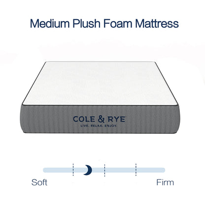 Cole & Rye ArticSky 12" Premium Hyper Cooling Gel Memory Foam Hybrid Mattress with Bonus Pillows, Queen