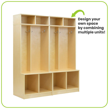 Little Partners Locker Cabinet Cubby Organizer, Learn 'N Store Wooden Classroom Cubbies Compartment Lockers for Storage of Toddlers and Kids Coats, Equipment, Backpacks - Espresso