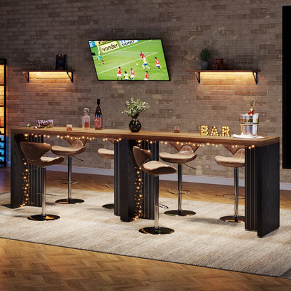 Tribesigns 55.12-Inch Bar Table, Home Bar Unit with a Faux Marble Finished Tabletop, Modern Freestanding Mini Bar for Home Kitchen, Living Room, Balcony, Basement, Walnut & White