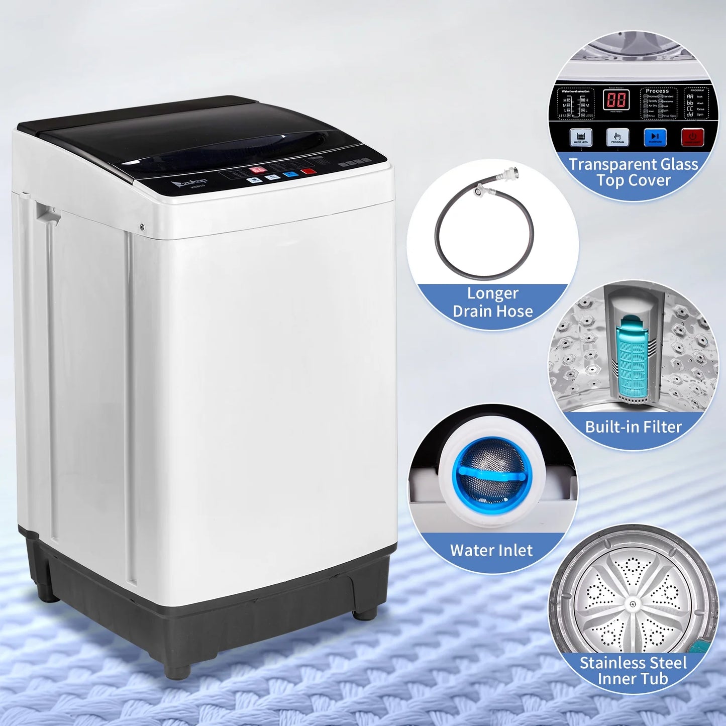 Ktaxon 17.8lbs Portable Fully Automatic Washing Machine W/ Drain Pump