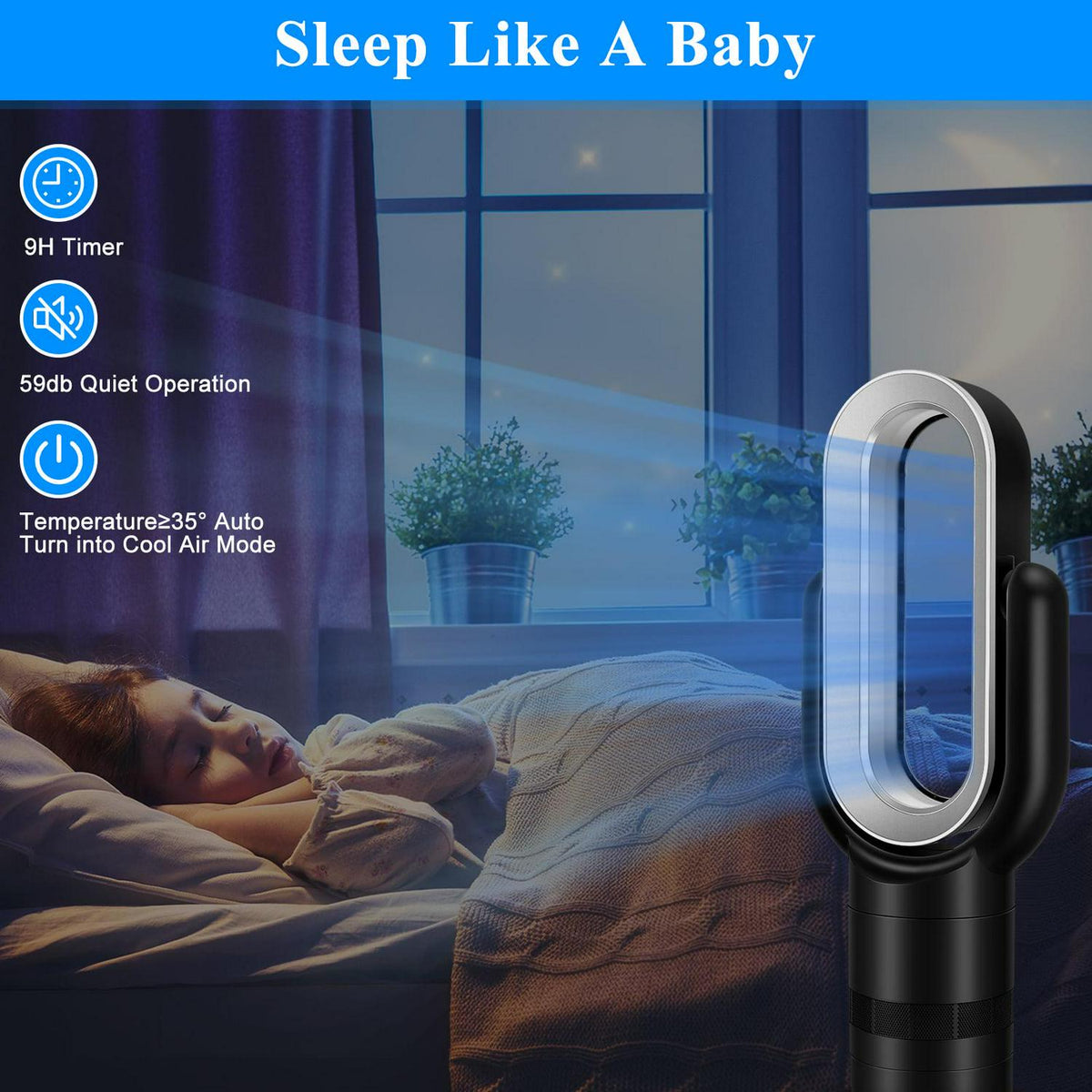 Dubbin 26 inch Space Heater Bladeless Tower Fan. Heater and Cooling Combo. with Remote Control. Black