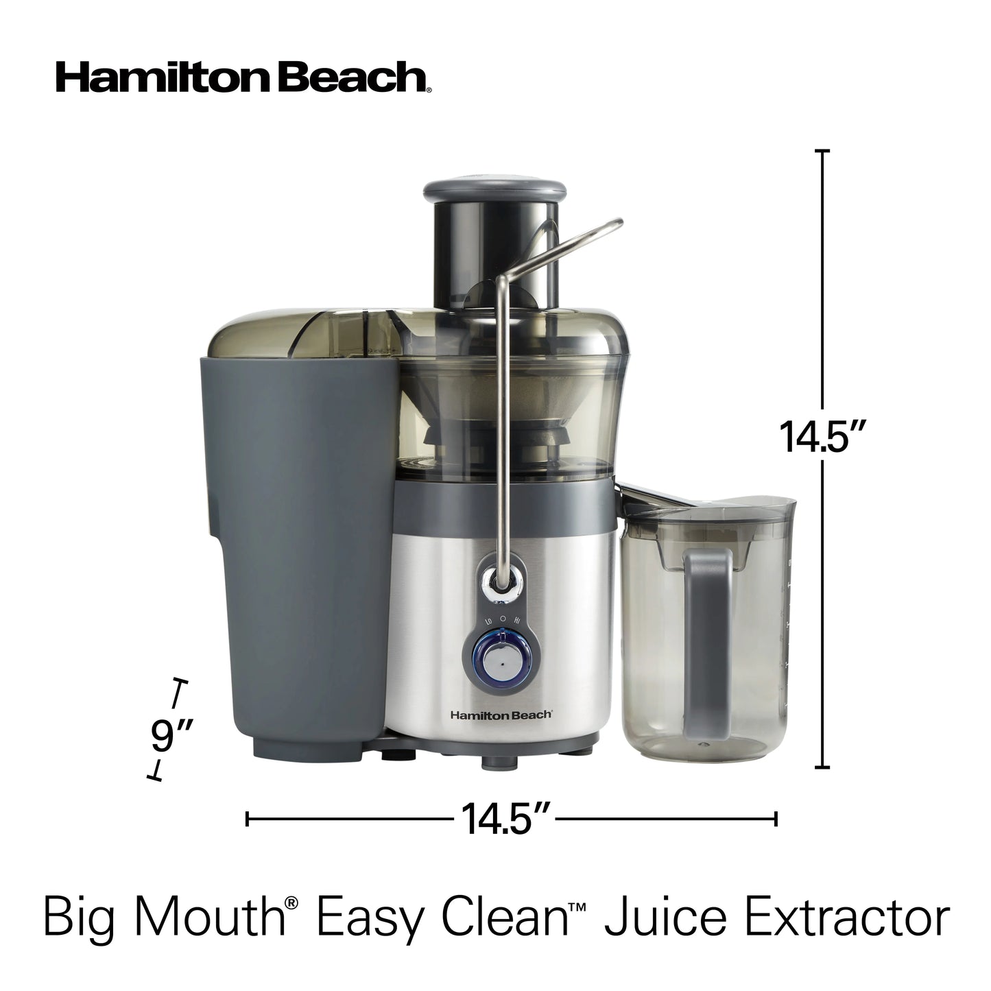 Hamilton Beach Big Mouth Easy Clean Juicer Machine for Fruits and Vegetables with Extra Large Chute, Extractor de Jugos, Stainless Steel