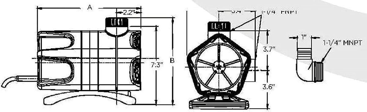 Little Giant 566407 WGP-95-PW Dual Discharge Direct Drive Submersible Waterfall and Pond Pump, 700 Watts, 4,280 GPH