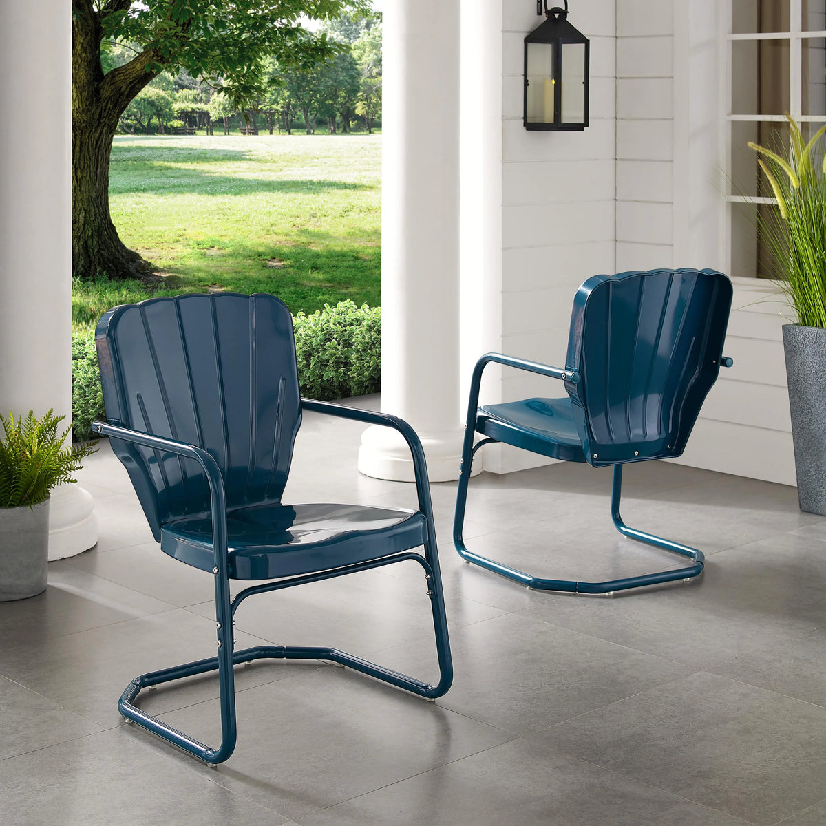 Crosley Ridgeland 2Pc Outdoor Metal Armchair Set - 2 Chairs-Color:Bright Red Gloss