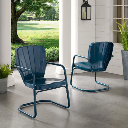 Crosley Ridgeland 2Pc Outdoor Metal Armchair Set - 2 Chairs-Color:Bright Red Gloss