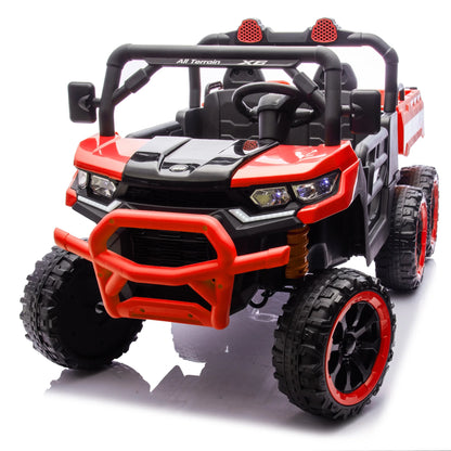 Xuanlur 24V 2 Seater Kids Ride on Car Truck, Ride on UTV W/ 2x200W Motor, 24 Volt Ride on Toys W/ Dump Bed/Shovel, Electric Car for Kids W/ Durable Tires, LED Light, Music, Remote Control, Black