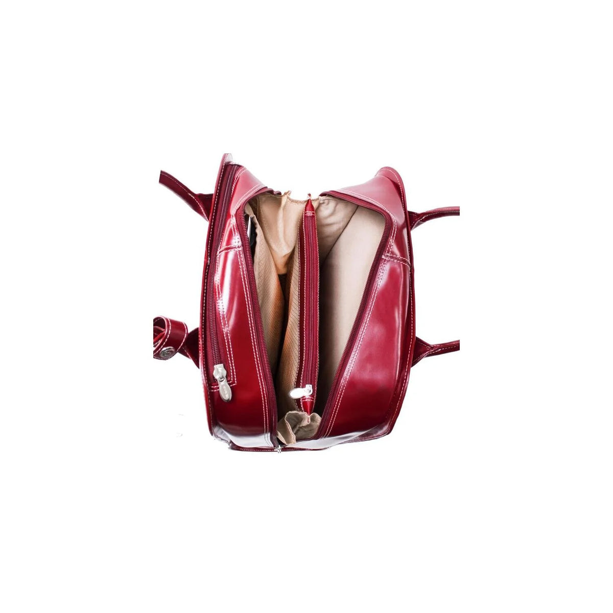 15.6 in. Uptown Leather Vertical Wheeled Ladies Briefcase, Red - 13.5 x 6 x 16 in.
