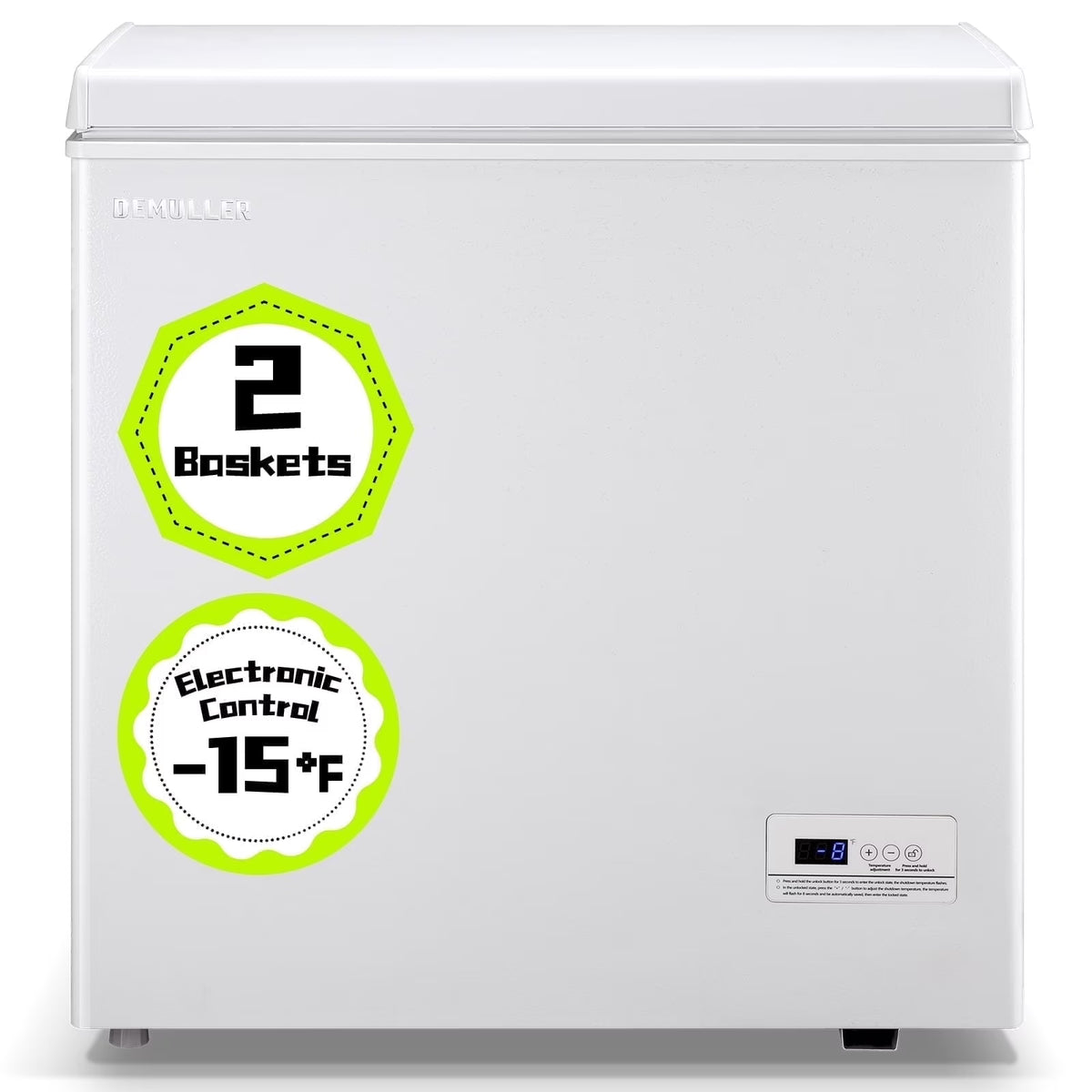 DEMULLER 3.5 Cu. ft Chest Freezer Small Freezers with Top Open Door Freestanding Black