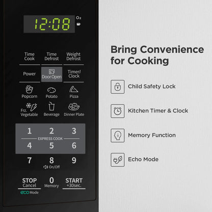 Countertop Microwave with Sound On/Off, Eco Mode, and Convenient One-Touch Button, 0.7 Cubic Foot, White