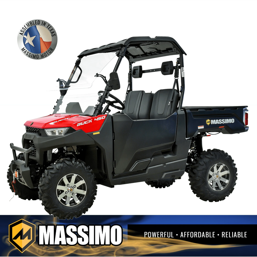 Massimo Buck 450 Side by Side UTV, EFI, 4 Stroke, 325cc, 25.5 HP, 4X4, 3000lb Winch - Red