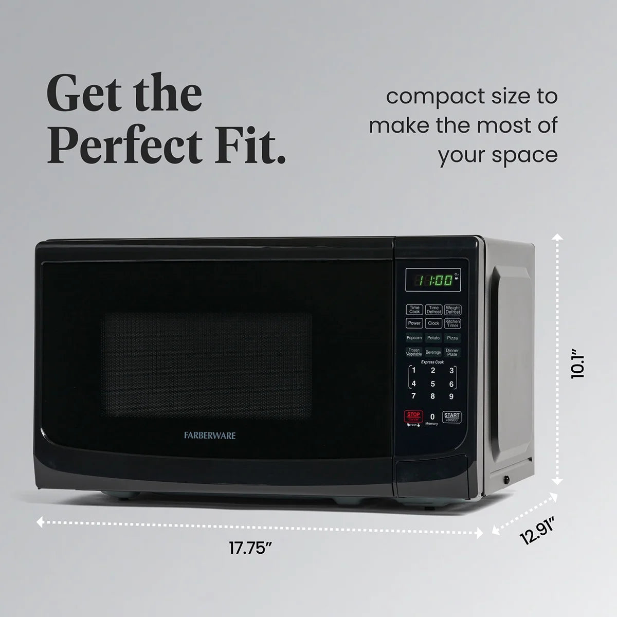 Farberware Countertop Microwave Oven with LED Lighting & Child Lock, 0.7 Cu Ft Black