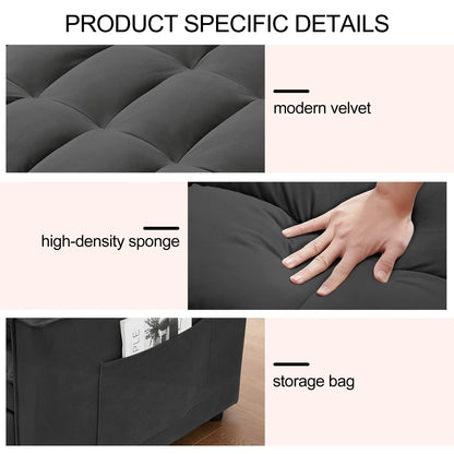 Convertible Sofa Bed,3-in-1 Sleeper Sofa with Pull Out Bed,Sleeper Futon Couch Loveseat with Adjsutable Backrest and Pillows for Living Room,Black
