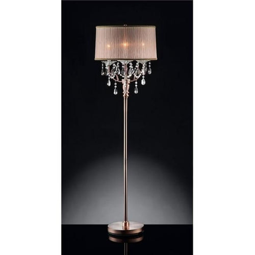 HomeRoots  Silver & Pink Faux Crystal Chandelier Floor Lamp