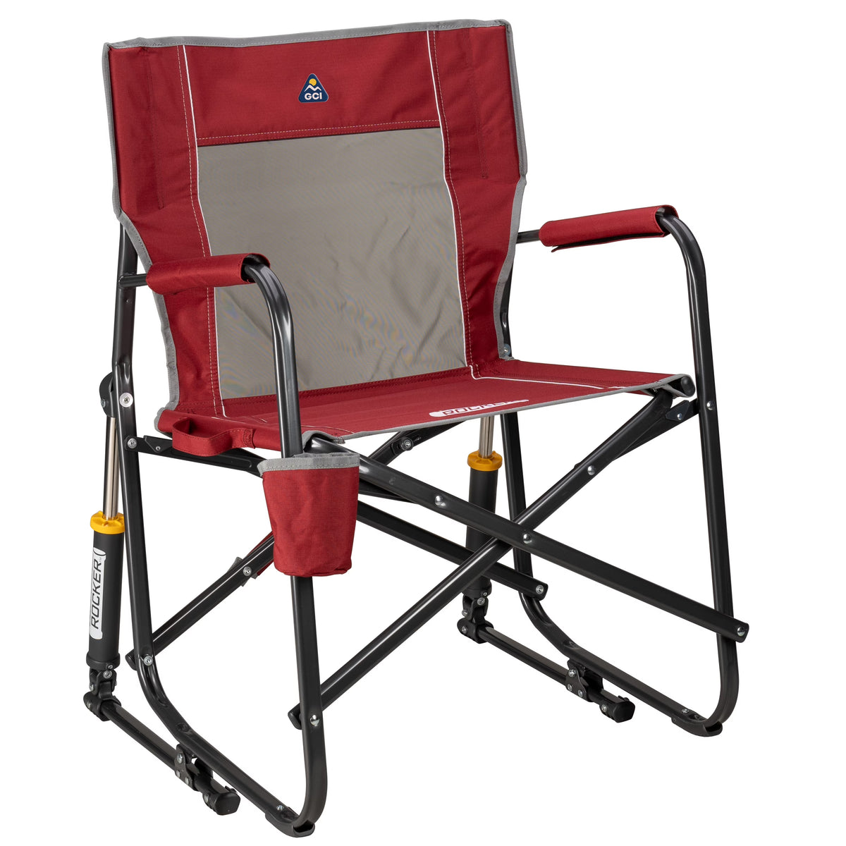 GCI Outdoor Freestyle Rocker Foldable Rocking Camp Chair, Maroon