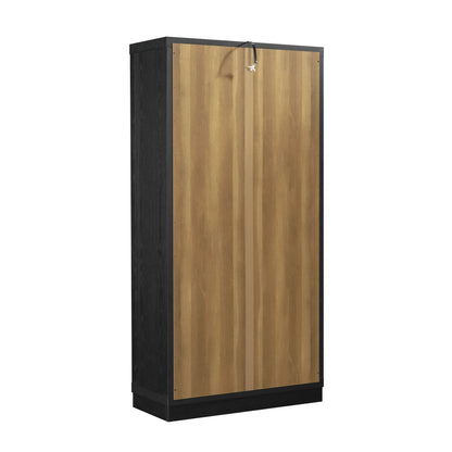Better Homes & Gardens Ezra Glass Door Storage Accent Cabinet, Warm Walnut finish