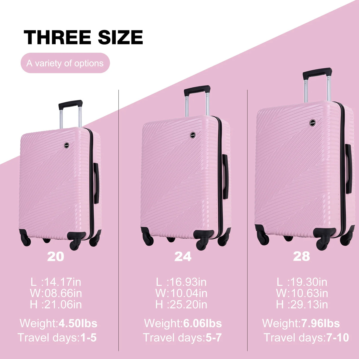 Tripcomp Luggage 3 Piece Set,Suitcase with Spinner Wheels Hardside Lightweight Luggage 20in24in28in.(Blue)