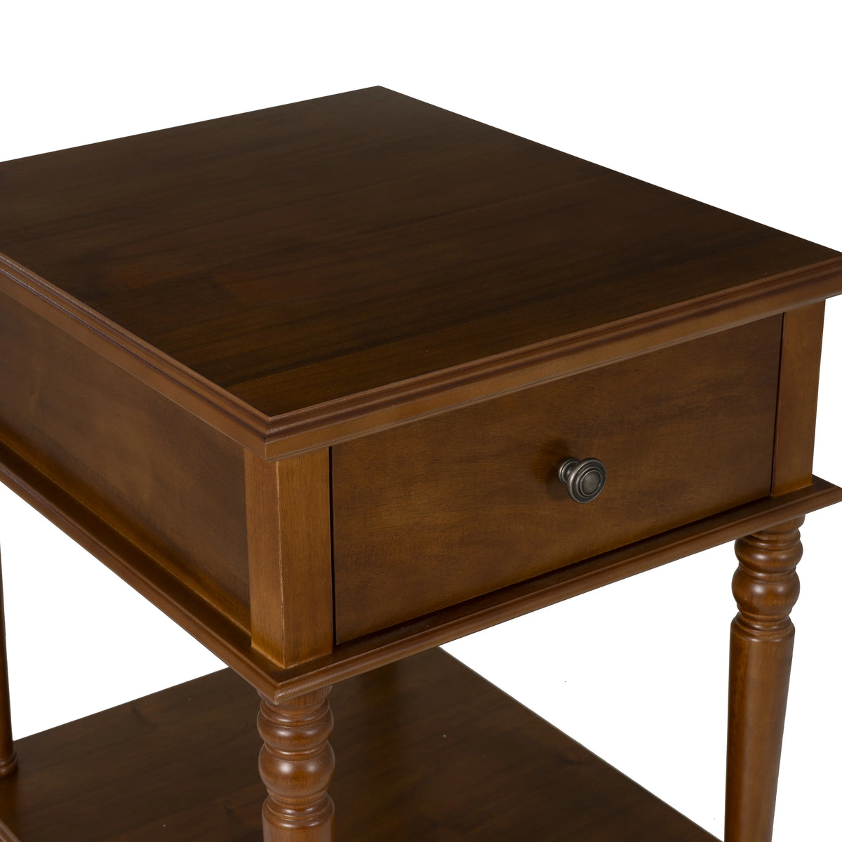 Powell McGhie Single Drawer Indoor End Table with Shelf, 26" Tall, Natural