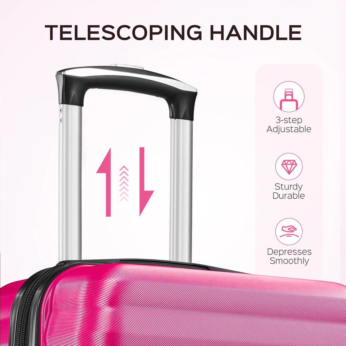 9 Piece Luggage Sets, Hard 20 24 28 inch Luggage with 6 Pieces Organize Bags Travel Suitcases Sets with Wheels, Rose