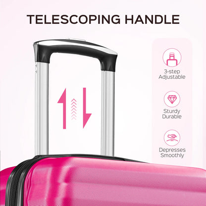 9 Piece Luggage Sets, Hard 20 24 28 inch Luggage with 6 Pieces Organize Bags Travel Suitcases Sets with Wheels, Rose