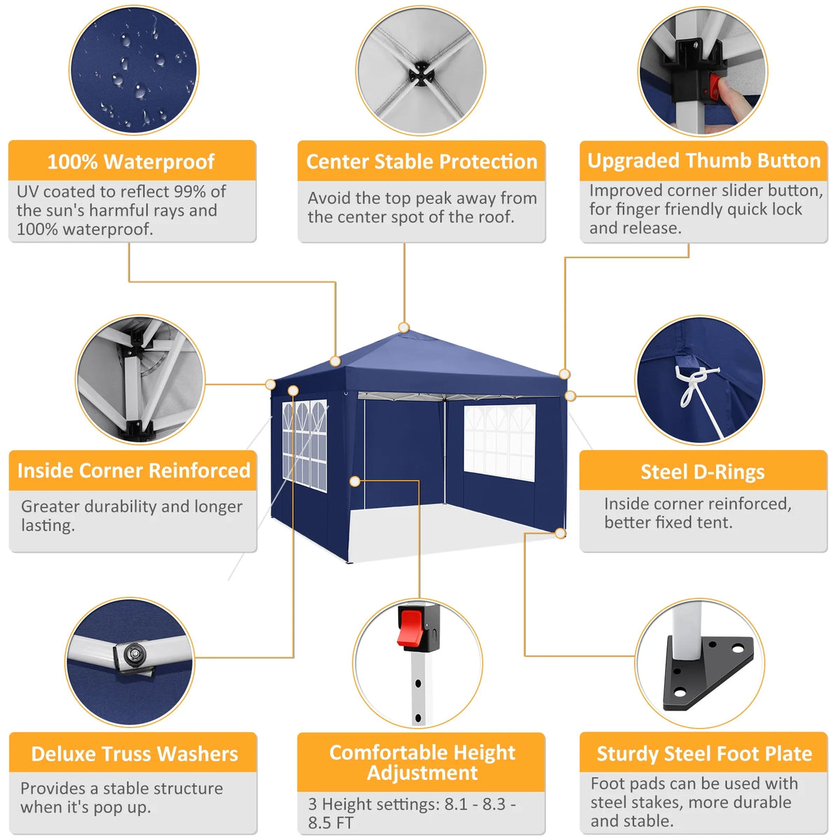 SANOPY 10'x10' EZ Pop Up Canopy Tent Outdoor Party Instant Shelter Portable Folding Beach Canopy with 4 Sandbag & Carrying Bag, Black