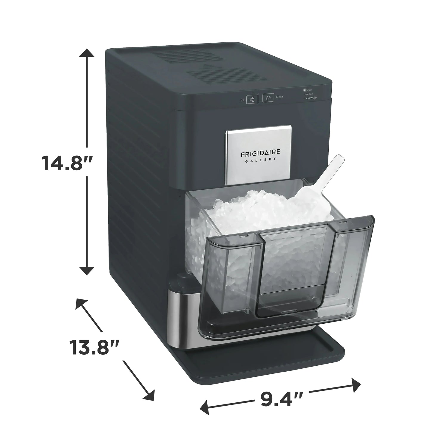 Frigidaire Gallery 33 lbs. Touchscreen Nugget Ice Maker - Stainless Steel Accent, EFIC220, Black