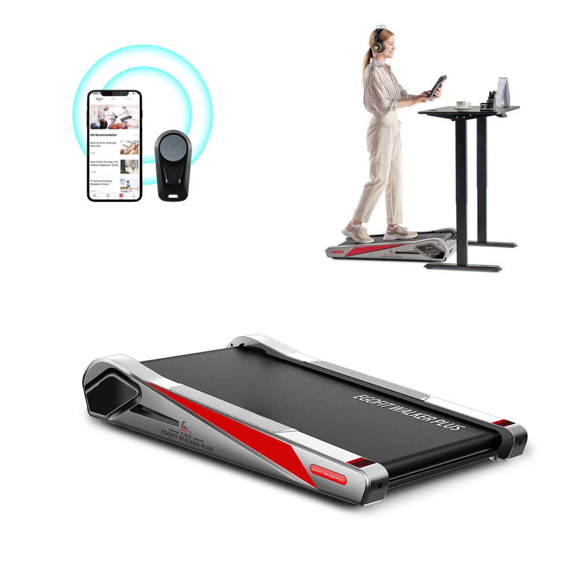 Egofit Walker Pro Smallest Under Desk Electric Walking Treadmill for Home 2.0HP 5° Incline