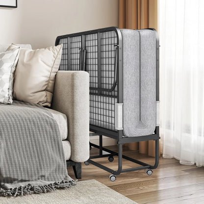 Full Size Folded Bed with Mattress, 75" x 54" Folding Bed, Twin Bed, Rollaway Bed Guest Bed for Adults with Sturdy Frame