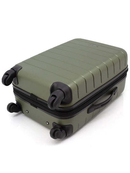Wrangler 3 Piece Luggage Set with Cup Holder and USB Port, Olive Green