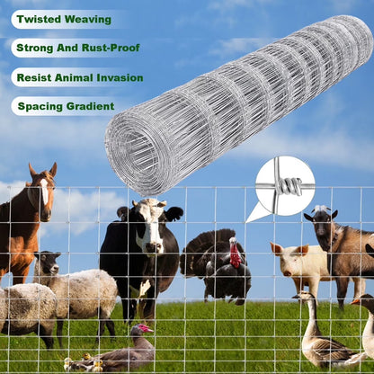 Farm Fence, 4ft x 164ft Galvanized Wire Fencing, Cattle Fence, Deer Fence, Heavy Zinc Coating Farm Fence Used to Hog Goat Fencing for Yard Garden and Field