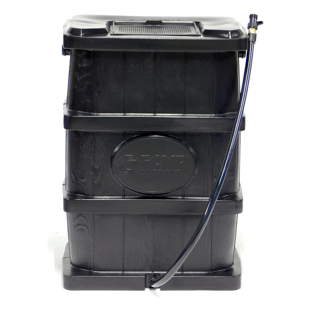 FCMP Outdoor WG4000-GRY Home Outdoor Wood Grain Rain Water Catcher Barrel