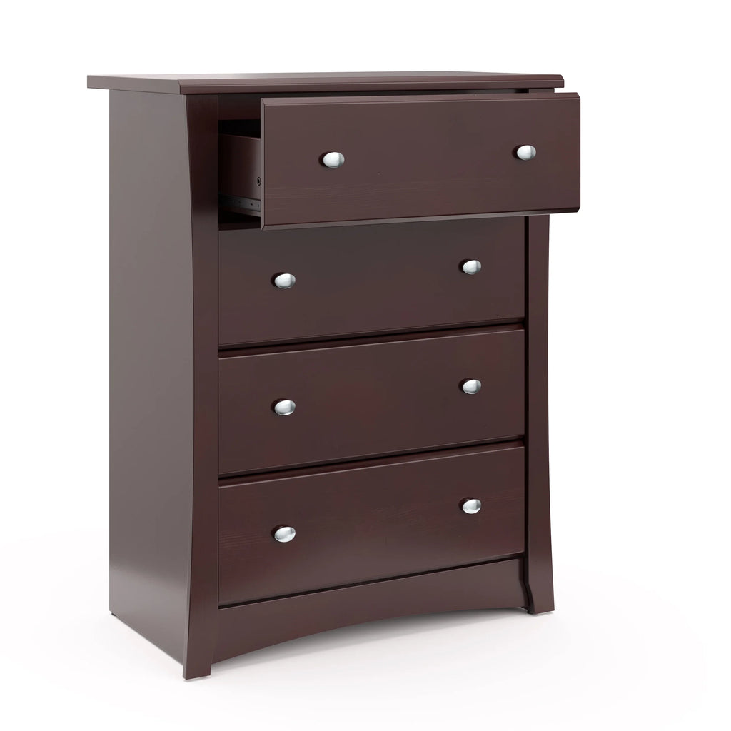 Storkcraft Crescent 4 Drawer Childrens Nursery Dresser, Espresso