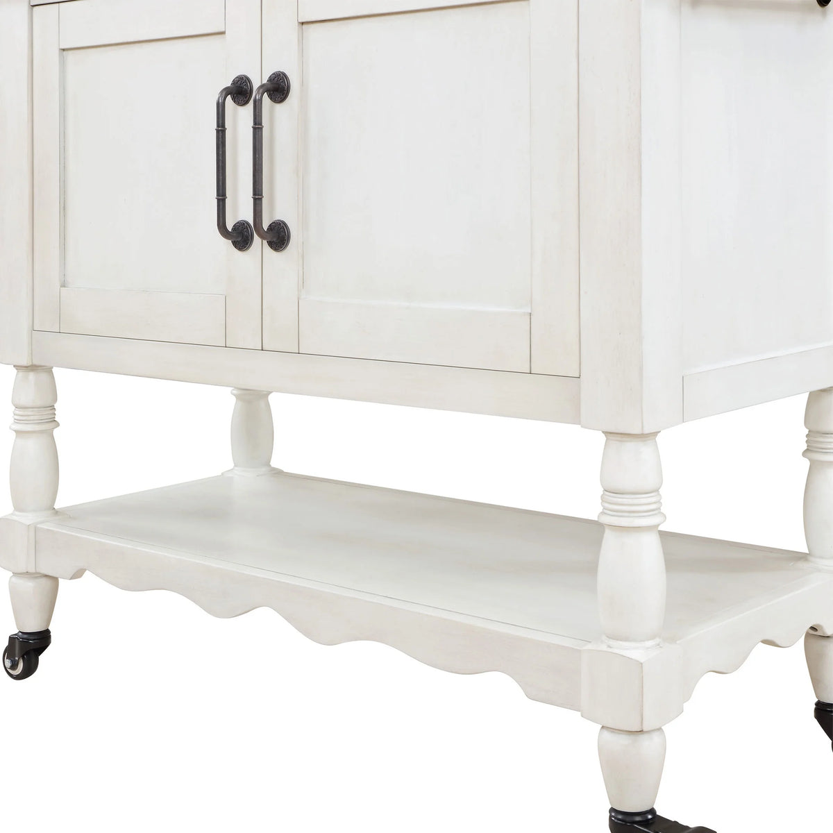 The Pioneer Woman Two-Tone Kitchen Cart Made With Solid Wood Frame, White