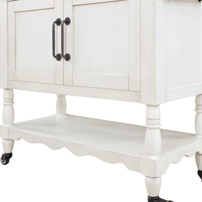 The Pioneer Woman Two-Tone Kitchen Cart Made With Solid Wood Frame, White