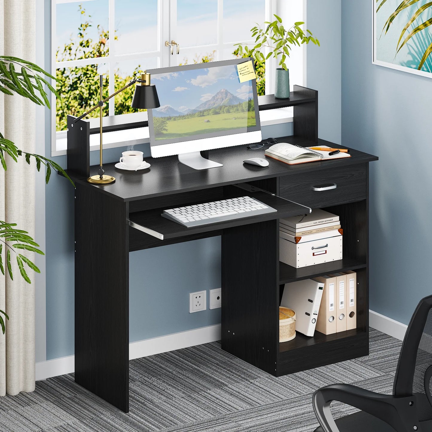 Ktaxon Computer Desk Home Office Workstation Laptop Table Drawer Shelf Furniture White