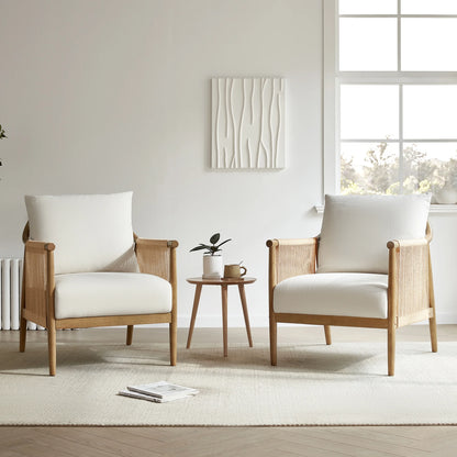 CHITA Modern Accent Chair, Braid Armchair Living Room Chair, Cream