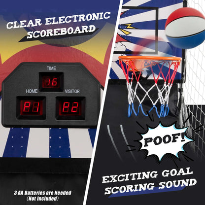 Costway Dual Shot Basketball Arcade Game with 8 Game Modes Electronic Scoring Blue