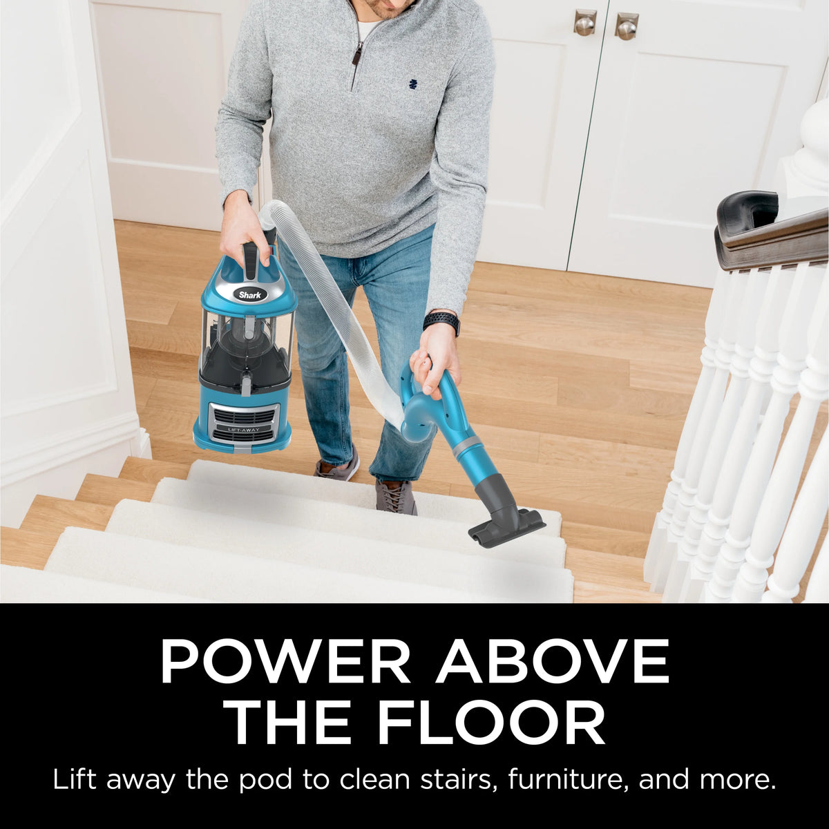 Shark Upright Vacuum, Navigator Lift-Away with Powerful Suction, Bagless, Hard Floor and Carpet, Large Dust Cup, Hepa Filter, Swivel Steering, Upholstery & Crevice Tool, NV380, Blue