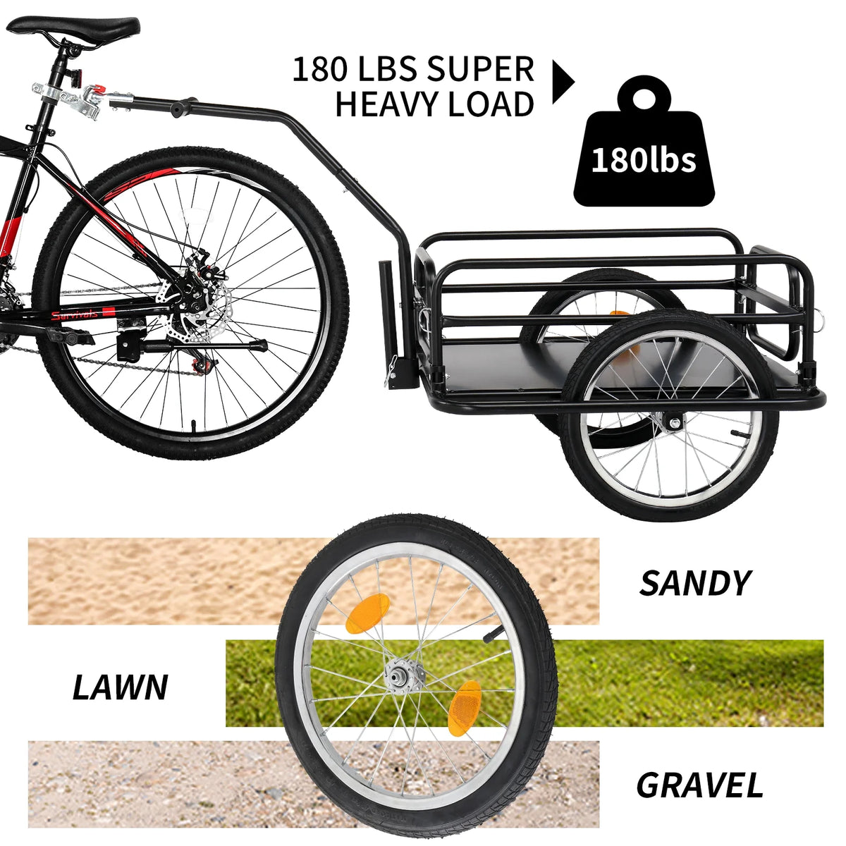 Ktaxon Two Wheel Bicycle Cargo Trailer, Black
