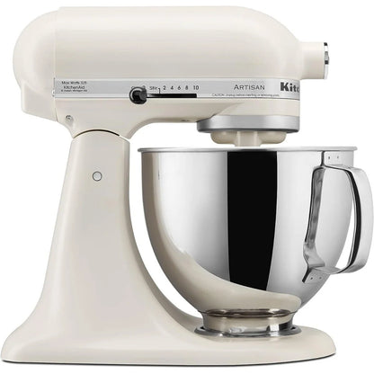 KitchenAid Artisan Series 5 qt Stand Mixer, Porcelain White with Flat Beater, Dough Hook, Whip