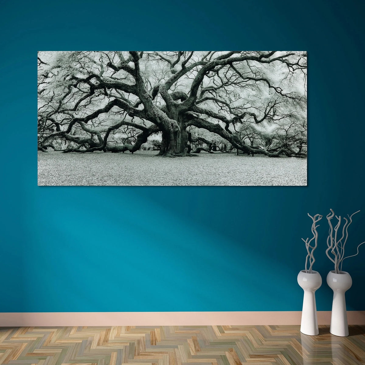 Empire Art Direct Blue Splash Frameless Free Floating Tempered Glass Panel Graphic Wall Art, 72" x 36", Ready to Hang