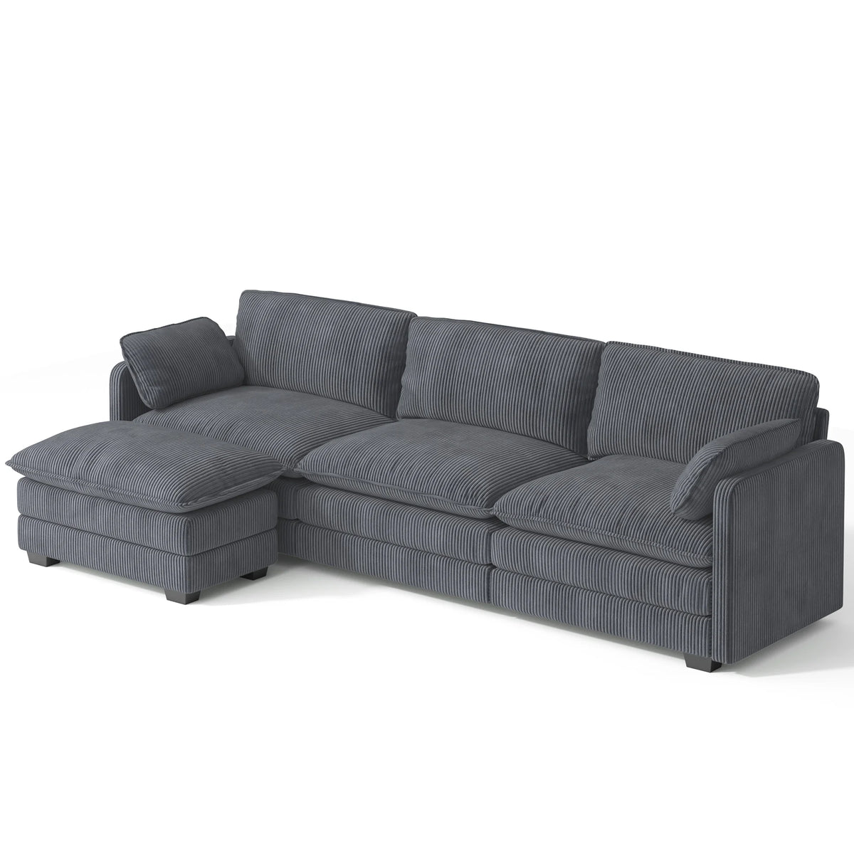 Lofka 110�� Modular Sectional Sofa Bed with Double Layer Cushions and Movable Ottoman, Modern Comfy Cloud Couch for Living Room, DIY Combination, Green