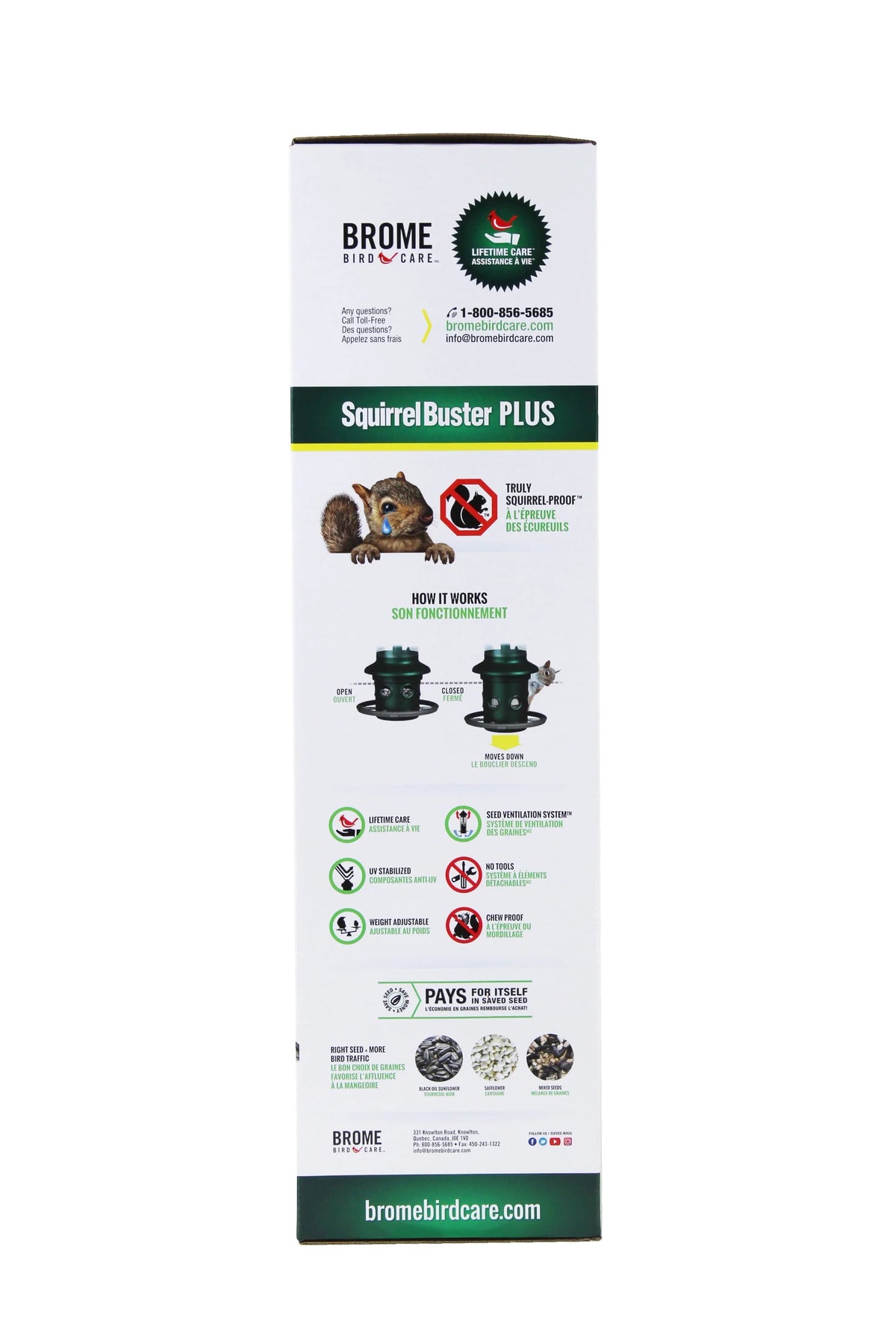 Brome Squirrel Buster Plus Bird Feeder with Cardinal Perch Ring, Squirrel Proof