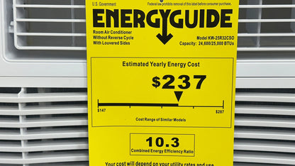 25,000 BTU Window Air Conditioner for Rooms up to 2,400 Sq. Ft, Digital Display, Remote Control, Energy Efficient